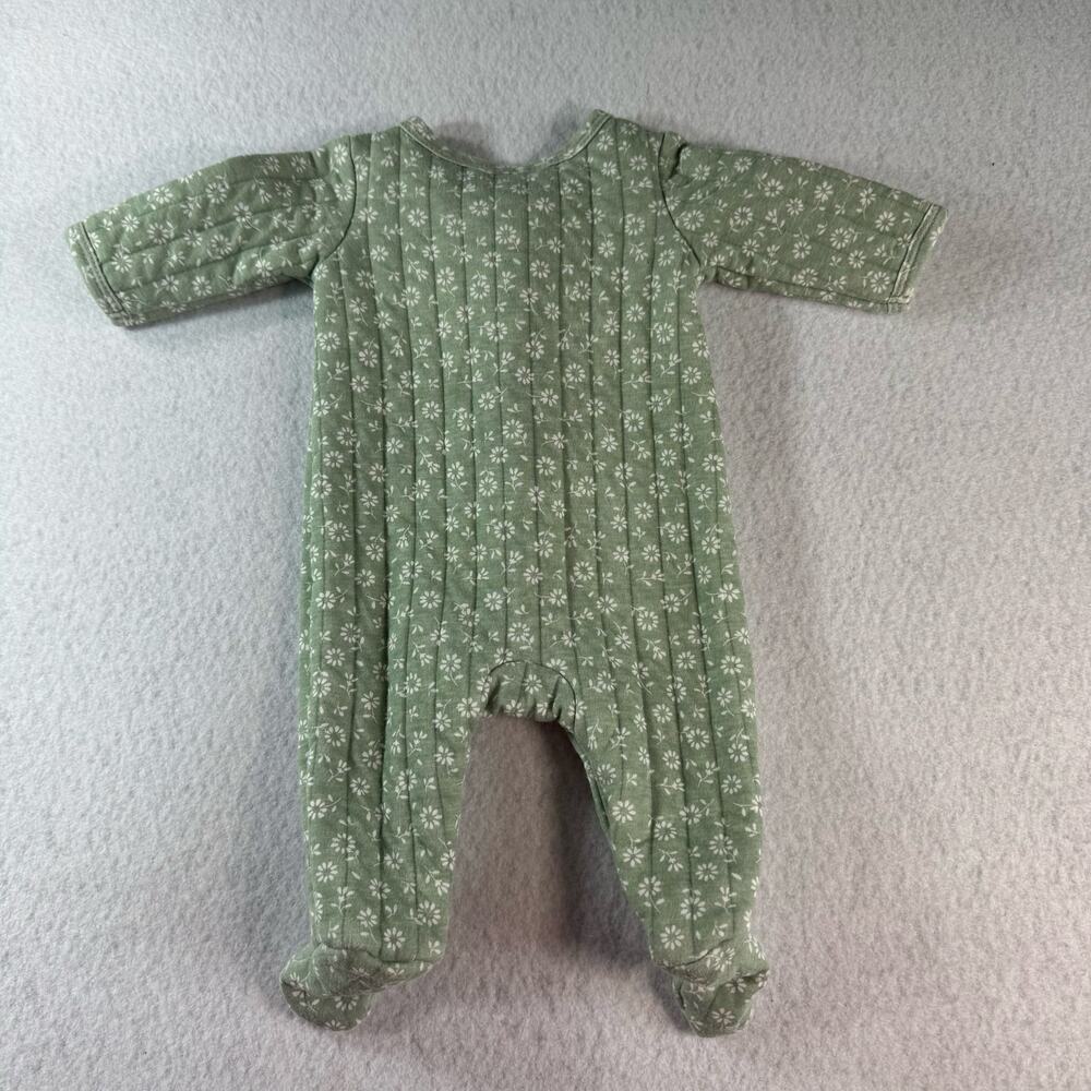 Nicole Miller 0-3M lot of 2 Green One Piece Floral Footie with White Bows Spring - Picture 2 of 16